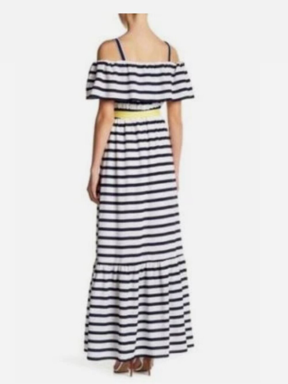 NWT Eliza J Cold Shoulder Striped Maxi Dress Size 10 - Picture 3 of 10